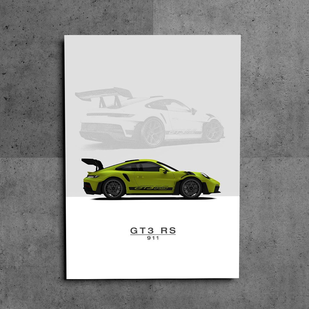 Porsche 911 GT3 RS 2022 - Yellow - Metal Poster - 21MXM | Car Art