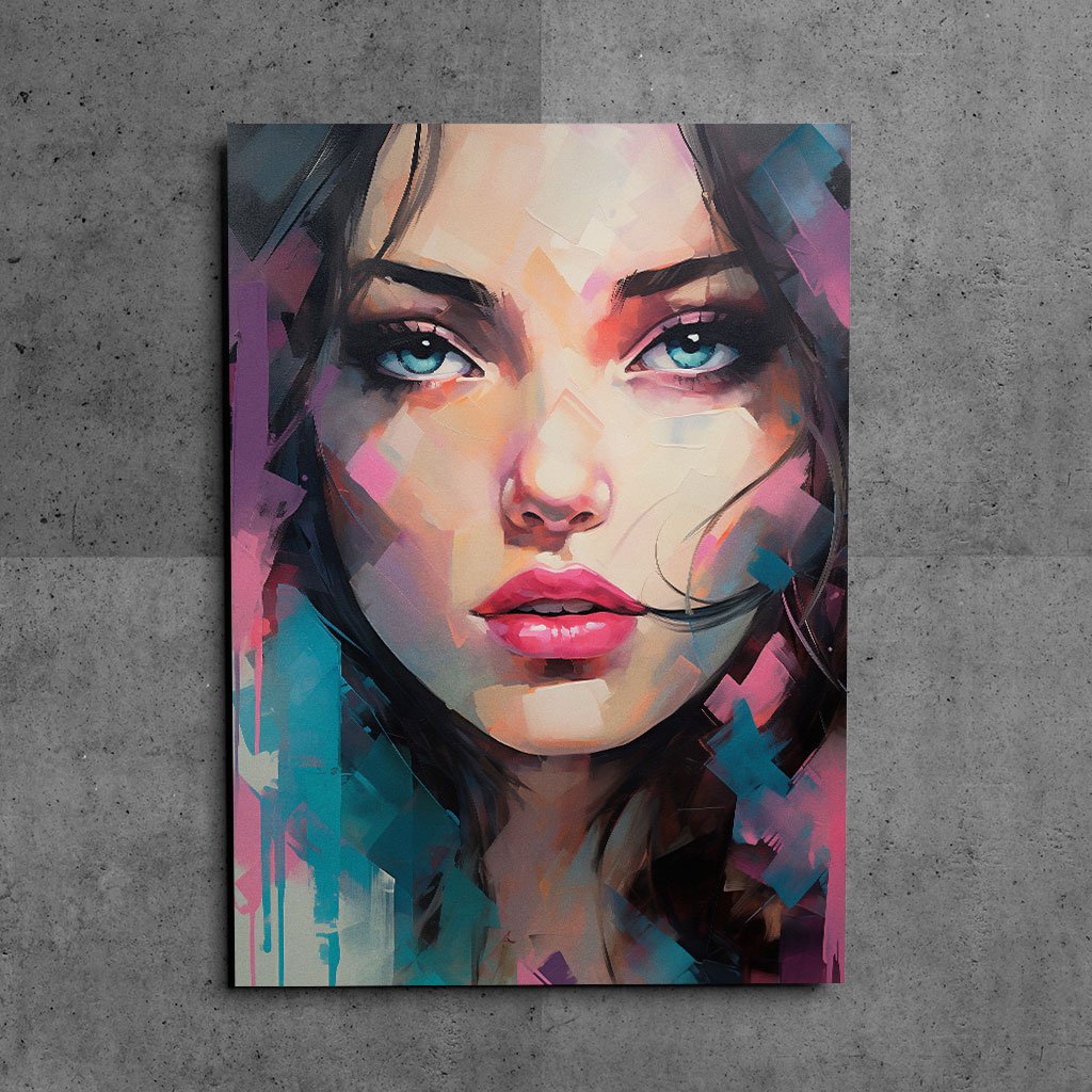 Chic Radiance - Luxurious Pink And Blue Street Art - Metal Poster 