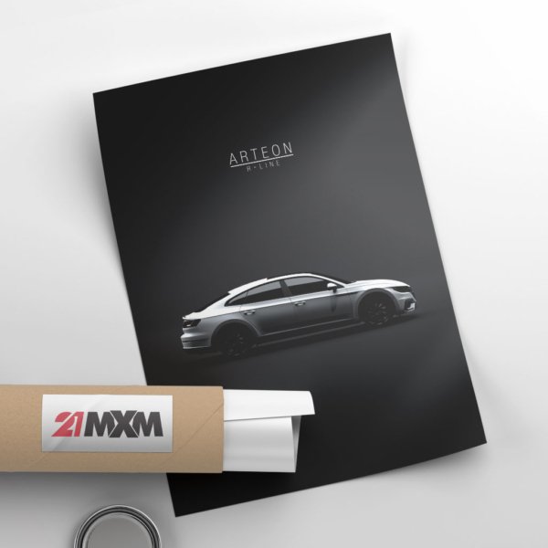 Volkswagen Arteon R-line 2018 - White - Wall Art Poster - Image 4