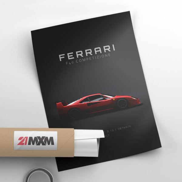 Ferrari F40 Competizione 1989 - Specs - Wall Art Poster - Image 4