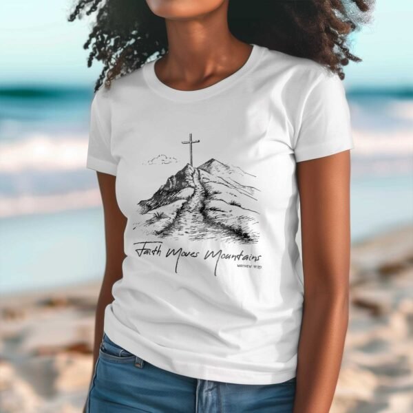 Faith Moves Mountains Shirt - Mountain with Path to Cross