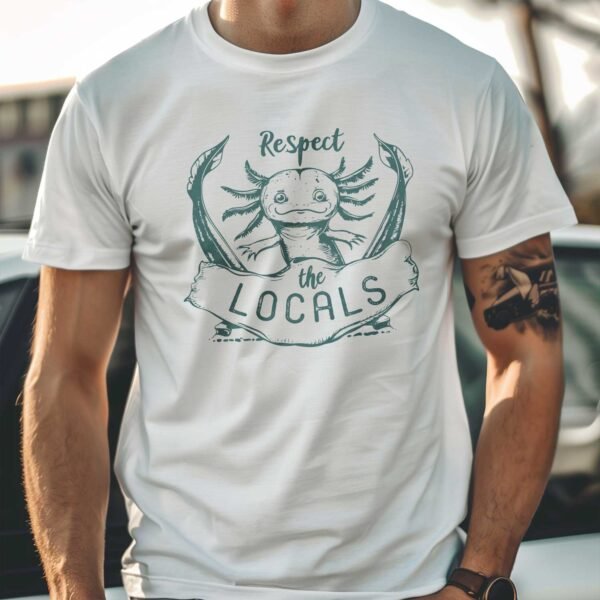 Respect the Locals T-Shirt - Retro Axolotl - Image 3