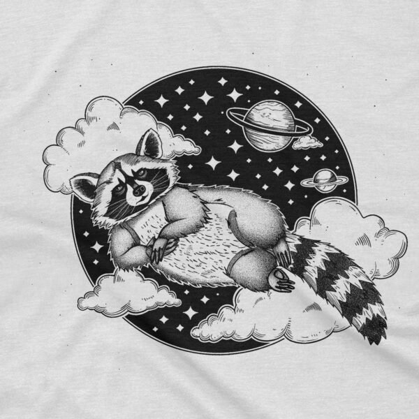 Retro Raccoon Floating on a Cloud T-Shirt - Image 2