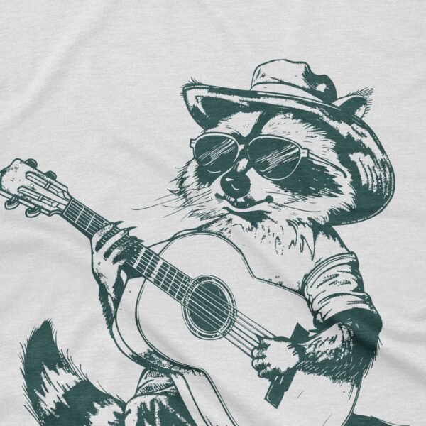 Cool Raccoon with Guitar T-Shirt - Image 2