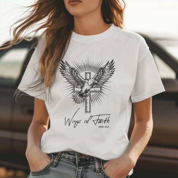 Wings of Faith Shirt - Eagle Soaring Above Cross