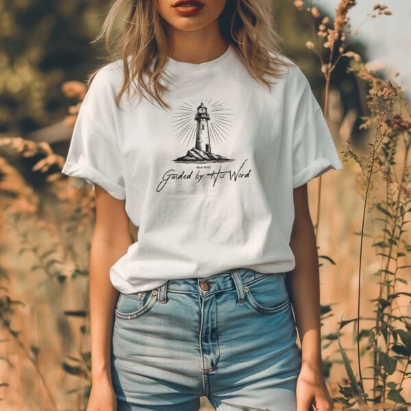 Guided by His Word Shirt - Retro Lighthouse - Image 2