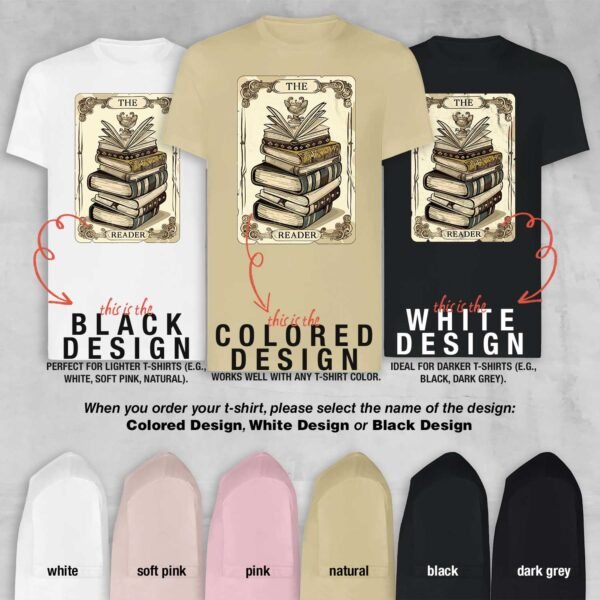 The Reader T-Shirt - Tarot Card Books - Image 3