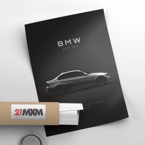 BMW 330i 3-Series E90 2011 - White - Specs - Wall Art Poster - Image 2