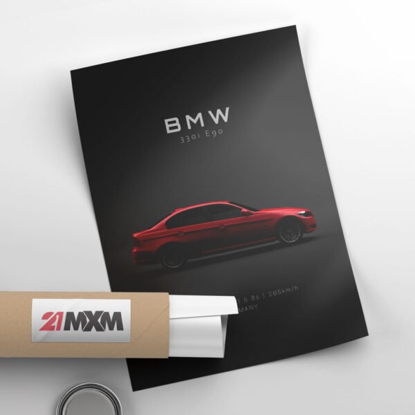 BMW 330i 2011 - Red - Specs - Wall Art Poster - Image 4