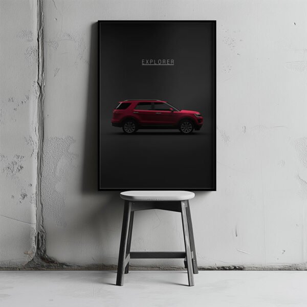 Ford Explorer 2016 - Red - Wall Art Poster - Image 2