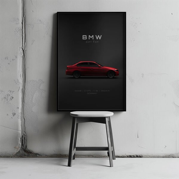 BMW 330i 2011 - Red - Specs - Wall Art Poster - Image 2