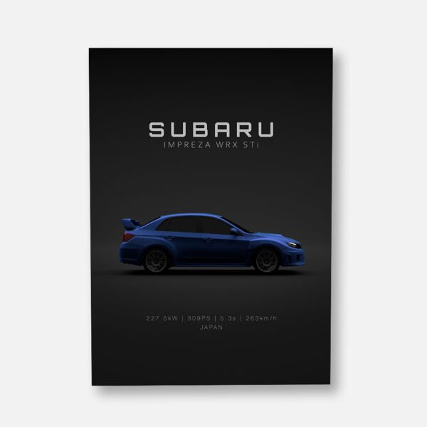 Subaru Impreza WRX STi 2011 - Blue - Specs - Wall Art Poster