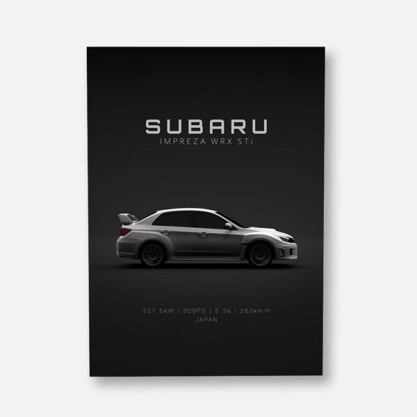 Subaru Impreza WRX STi 2011 - White - Specs - Wall Art Poster