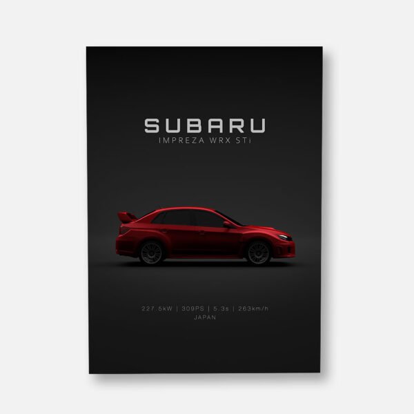 Subaru Impreza WRX STi 2011 - Red - Specs - Wall Art Poster