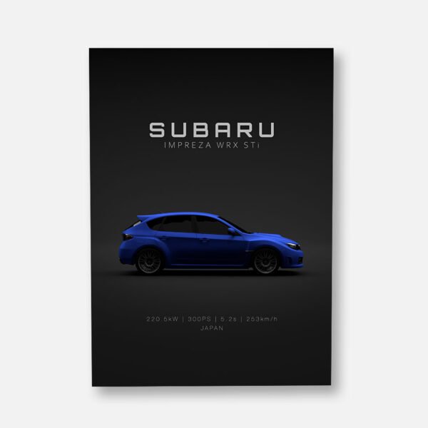 2008 Subaru Impreza WRX STi - Blue - Specs - Wall Art Poster