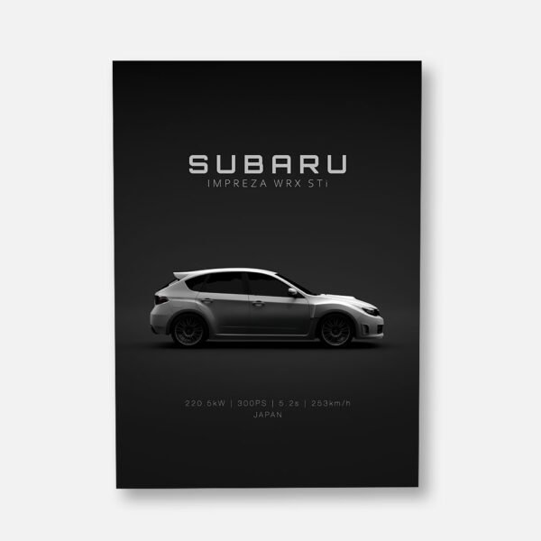 2008 Subaru Impreza WRX STi - White - Specs - Wall Art Poster