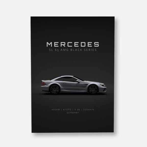 2009 Mercedes SL 65 AMG Black Series - Grey - Specs- Wall Art Poster