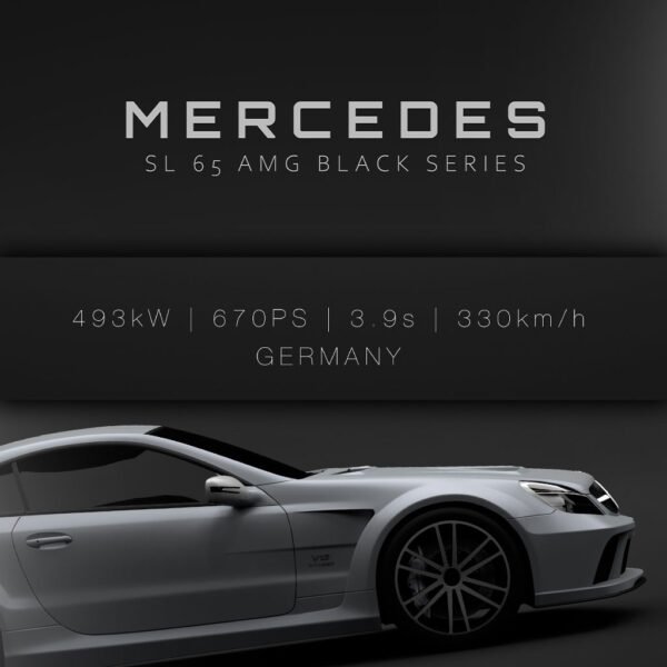 2009 Mercedes SL 65 AMG Black Series - Grey - Specs- Wall Art Poster - Image 3