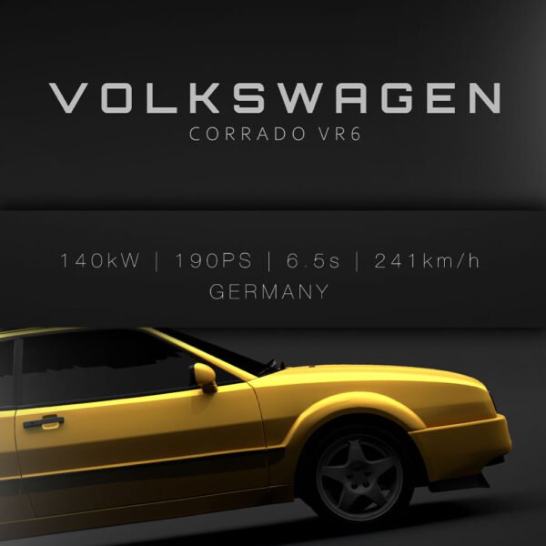 1995 VW Corrado VR6 - Yellow - Specs - Wall Art Poster - Image 3