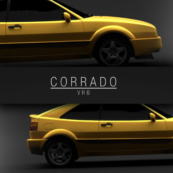 1995 VW Corrado VR6 - Yellow - Wall Art Poster - Image 3