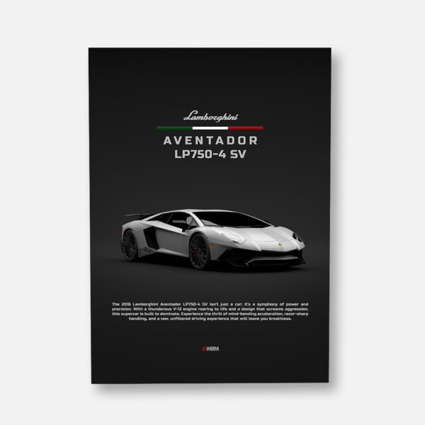 Lamborghini Aventador lp750-4 SV - Silver - Front - Wall Art Poster