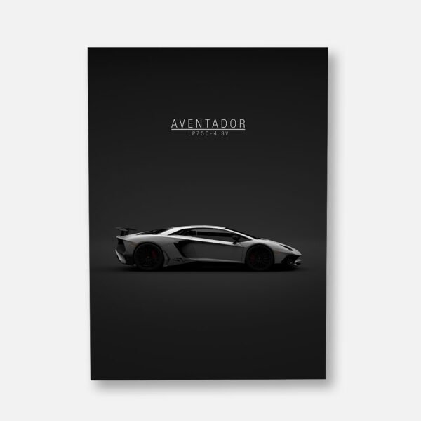 Lamborghini Aventador lp750-4 SV - Silver - Wall Art Poster