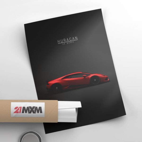 Lamborghini Huracan LB Works - Red - Wall Art Poster - Image 4