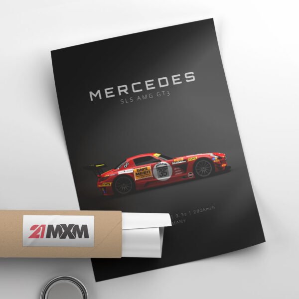 2011 Mercedes-Benz SLS AMG GT3 #35 Black Falcon - Specs - Wall Art Poster - Image 3