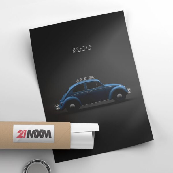 VW Beetle 1963 - Blue - Wall Art Poster - Image 4