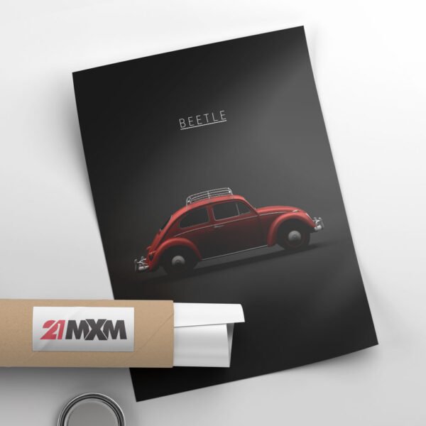 Volkswagen Beetle 1963 - Red - Wall Art Poster - Image 4