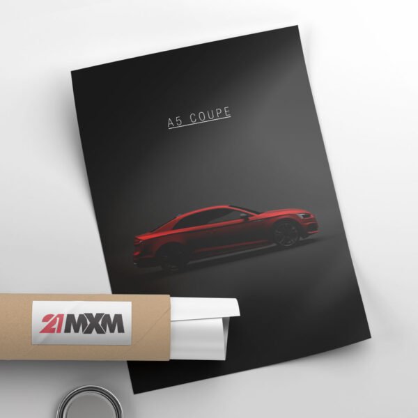 Audi A5 Coupe 2020 - Red - Wall Art Poster - Image 4