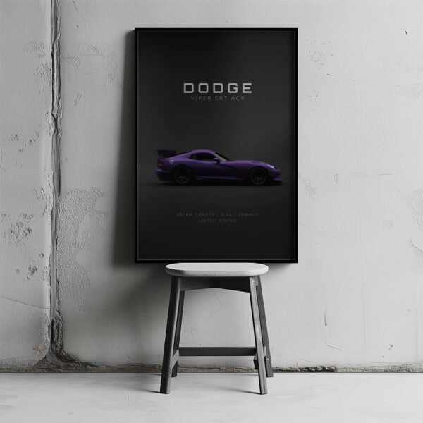 Dodge Viper ACR 2016 Purple - Specs - Wall Art Poster - Image 3