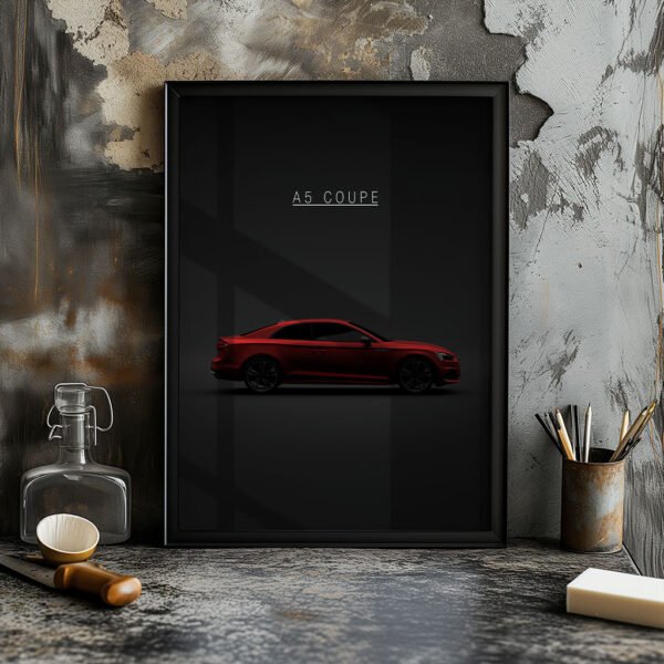 Audi A5 Coupe 2020 - Red - Wall Art Poster - Image 2