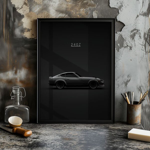 Datsun 240z - Grey - Wall Art Poster - Image 2