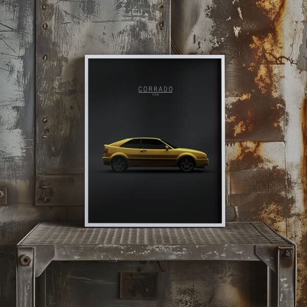 1995 VW Corrado VR6 - Yellow - Wall Art Poster - Image 2