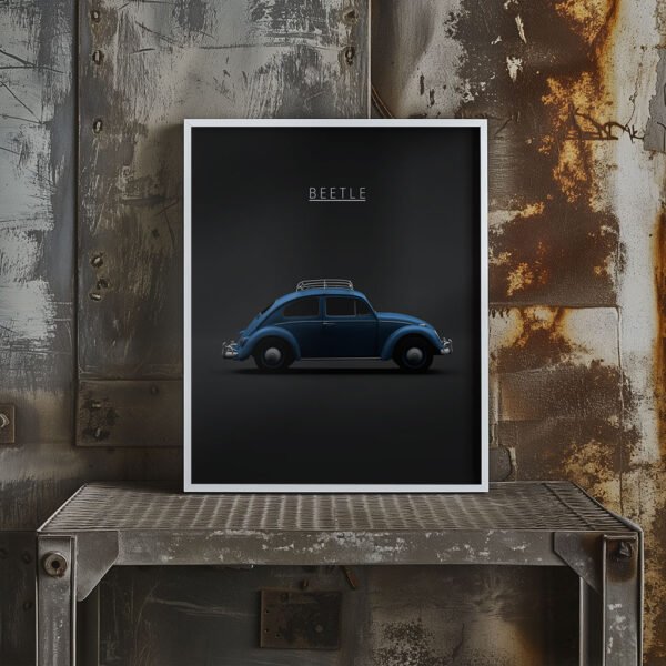 VW Beetle 1963 - Blue - Wall Art Poster - Image 2