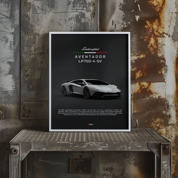 Lamborghini Aventador lp750-4 SV - Silver - Front - Wall Art Poster - Image 2