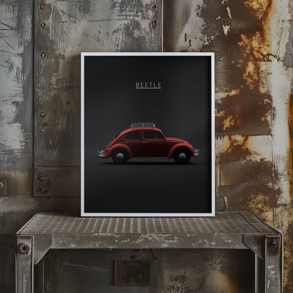 Volkswagen Beetle 1963 - Red - Wall Art Poster - Image 2