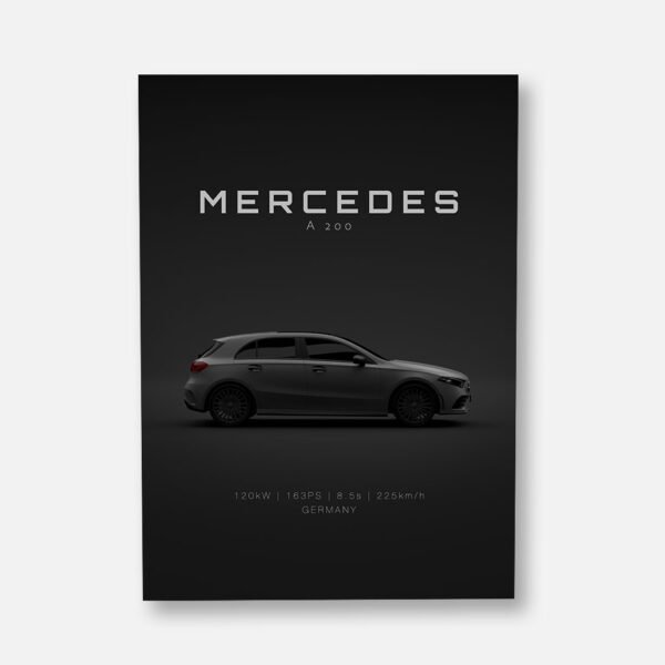 Mercedes-Benz A-Class A200 2021 - Grey - Specs - Wall Art Poster