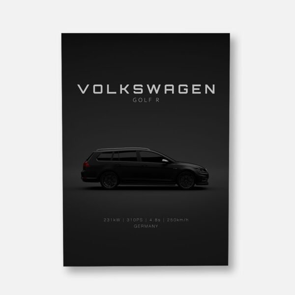 Full Black VW Golf R7.5 Variant - Specs - Wall Art Poster