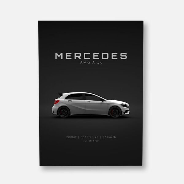 Mercedes A45 AMG 2017 - White - Specs - Wall Art Poster