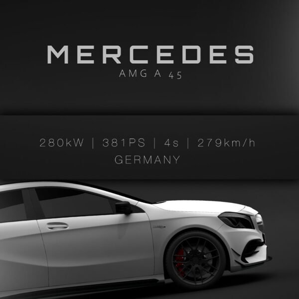 Mercedes A45 AMG 2017 - White - Specs - Wall Art Poster - Image 3