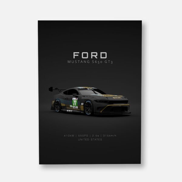 Mustang S650 GT3 No.77 - Front - Wall Art Poster