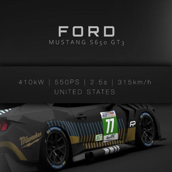 Mustang S650 GT3 No.77 - Back - Wall Art Poster - Image 3