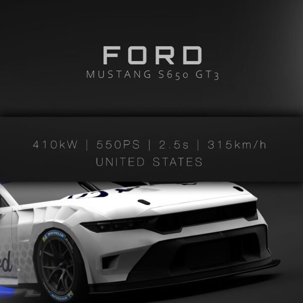 Mustang S650 GT3 White - Front - Wall Art Poster - Image 3