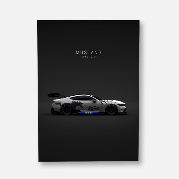 Mustang S650 GT3 White - Wall Art Poster