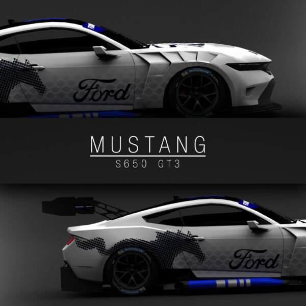 Mustang S650 GT3 White - Wall Art Poster - Image 3