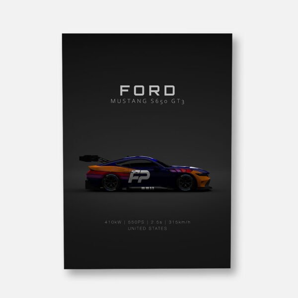 Mustang S650 GT3 - Ford Performance - Specs - Wall Art Poster