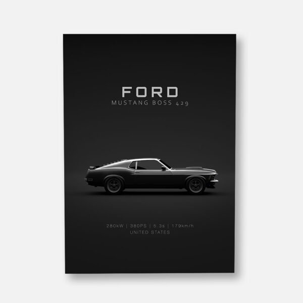 1970 Ford Mustang Boss 429 - Specs - Wall Art Poster