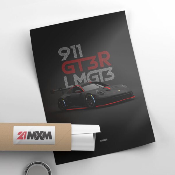 LM GT3 - 911 GT3 R 2023 - No. 1 - Wall Art Poster - Image 4